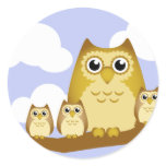 Brown Owl Family - 3 kids stickers