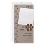 Brown Paw Print Birthday Invitation Customized Photo Card