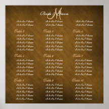 Brown peach wedding seating charts print