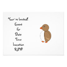 Brown penguin custom invitation