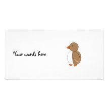 Brown penguin customized photo card
