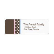 Brown, Pink and Blue Return Address Label