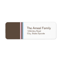 Brown, Pink and Blue Return Address Label