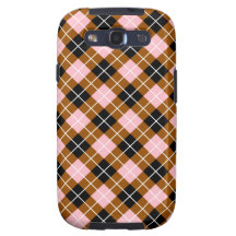 Brown, Pink, Black and White Argyle Galaxy S3 Cases