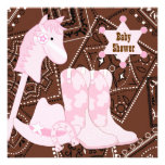 Brown Pink Cowgirl Baby Shower Invitations