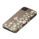 Brown pink floral pattern stylish iphone 4 case