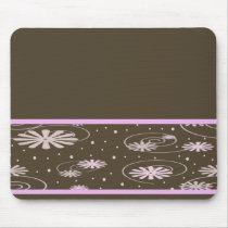 brown pink flowers and dots mouse pads