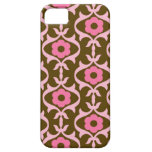 brown pink spring flowers damask iPhone 5 cover