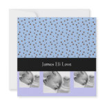 Brown Polka Dot on Blue Baby Photo Announcement