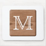 Brown Printed Pattern and Custom Letter. Mousepads