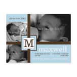 Brown Ribbon Baby Announcement Postcards