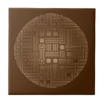 Brown Round Bronze Tone Maze Ceramic Tile