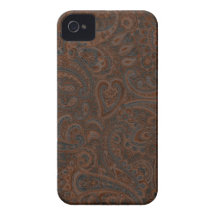 Brown & Rust Red Ornate Floral Paisley Pattern iPhone 4 Case-Mate Cases
