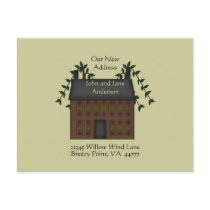 Brown Saltbox House New Address Post Card