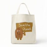 Brown Save the Planet Tote Bag