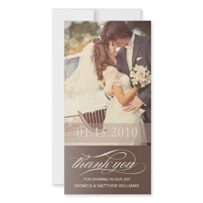 BROWN SCRIPT THANKS | WEDDING THANK YOU CARD PHOTO CARD by FINEandDANDY