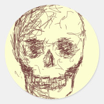 Brown Skull. Round Sticker