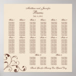 Brown Square Wedding Reception Seating Chart Posters