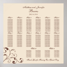 Brown Square Wedding Reception Seating Chart Posters
