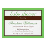 Brown Stripe Green Baby Shower Invitations
