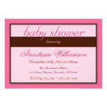 Brown Stripe Pink Baby Shower Invitations
