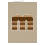 Brown Striped Monogram - Letter M Greeting Cards