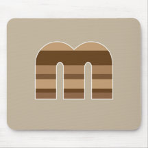 Brown Striped Monogram - Letter M Mouse Mats