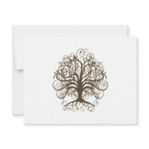 Brown Swirl Tree  Wedding  Response Card