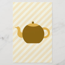 Brown Teapot Picture on Beige Stripes. Custom Flyer