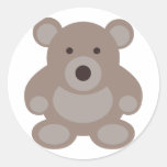 Brown Teddy Bear Round Sticker