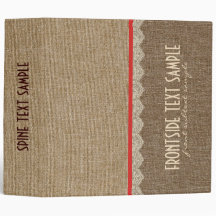 Brown Tones Linen Burlap Fabric Look 3 Ring Binders