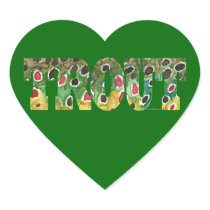 Brown Trout Design Heart Stickers
