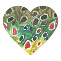 Brown Trout Fish Heart Sticker