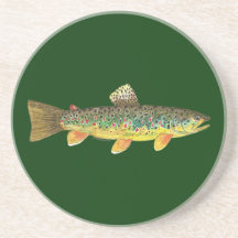 Brown Trout Fishing Beverage Coasters
