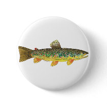 Brown Trout Fishing Pinback Buttons