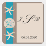 Brown Turquoise Band Starfish Monogram Sticker