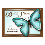 Brown Turquoise Butterfly Bridal Shower Invitation
