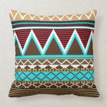 Brown & Turquoise Tribal Pillow