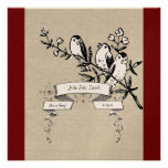 Brown Vintage Birds Baby Shower Invitation