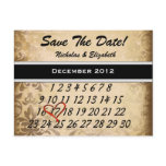Brown Vintage Damask Save the Date Postcards