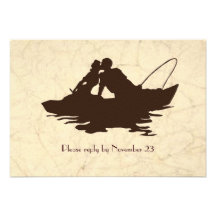 Brown Vintage Fishing Lovers Boat rsvp Announcements