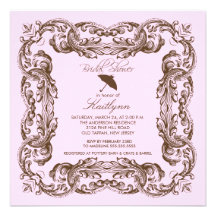 Brown Vintage Frame Bridal Shower Invitations