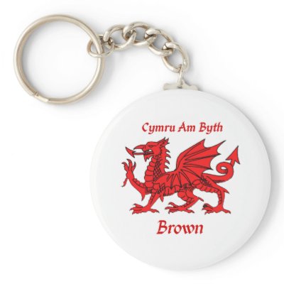 Brown Welsh Dragon CAB Keychain by NameGame