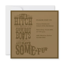 Brown Western Cowboy Boot Invitation