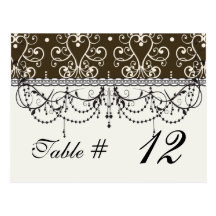 brown white chandelier damask post cards