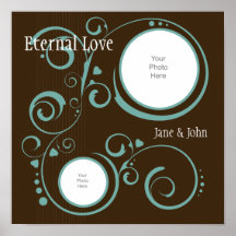 Brown With Blue Swirls Scrapbook Page Poster