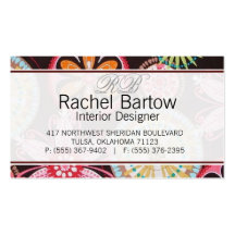 Brown with colourful flowers business card