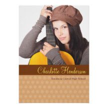 Brown yellow custom photo graduation announcement