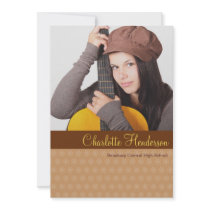 Brown yellow custom photo graduation announcement