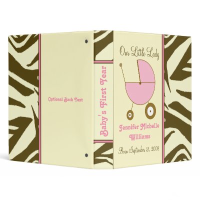 Brown Zebra Print Baby Girl Binder by thepinkschoolhouse